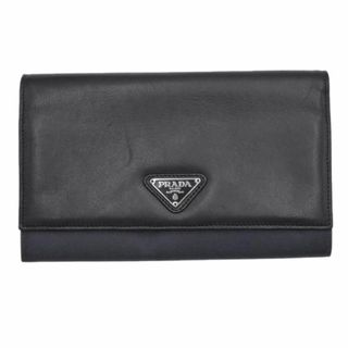 プラダ(PRADA)のプラダ 財布 PRADA ナイロン テッスートxナッパ 長財布 ネイビー 三角プレート シルバー金具 ユニセックス M608 OJ10144(長財布)