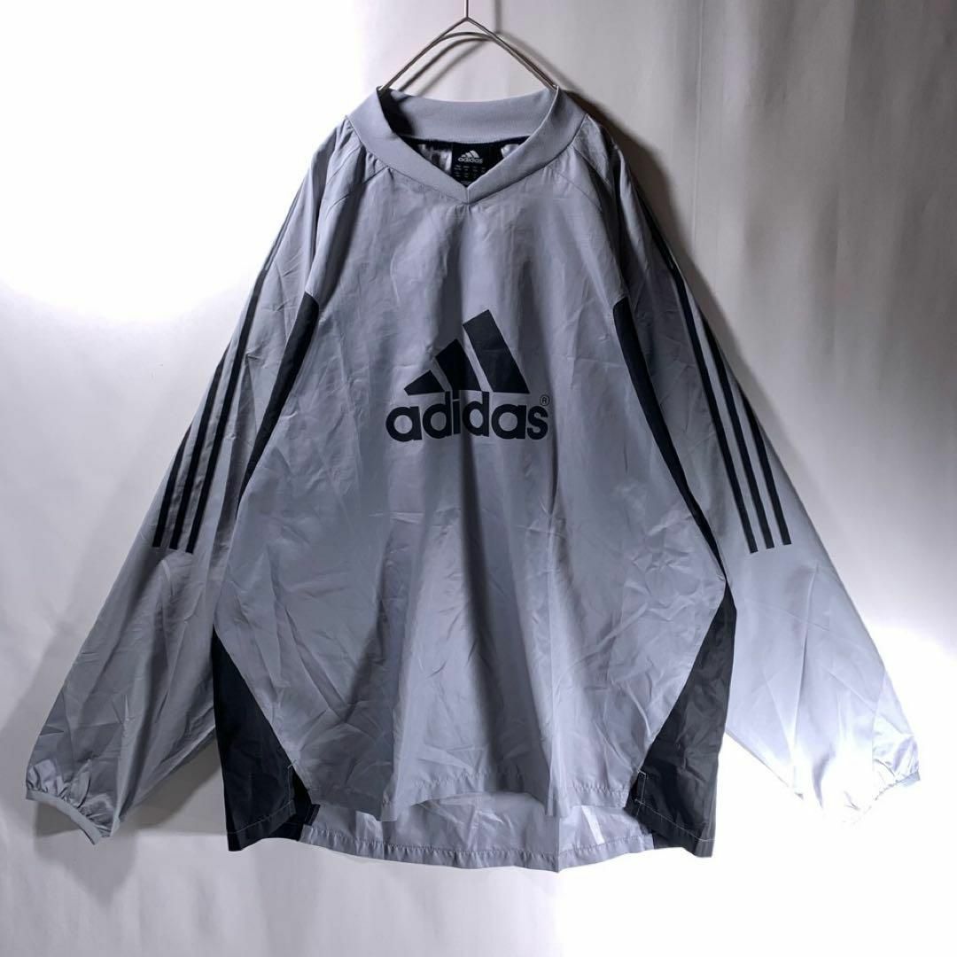 adidas(アディダス)の00s 古着 adidas ナイロン プルオーバー ピステ グレー XL メンズのジャケット/アウター(ナイロンジャケット)の商品写真