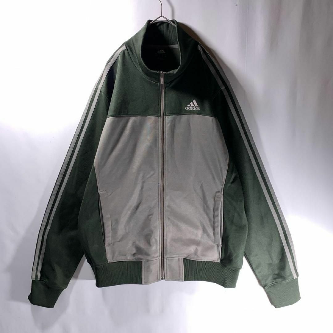 00s アディダス トラックジャケット ジャージ XL 緑ベージュ ワンポイント 00s アディダス トラックジャケット ジャージ XL 緑ベージュ ワンポイント