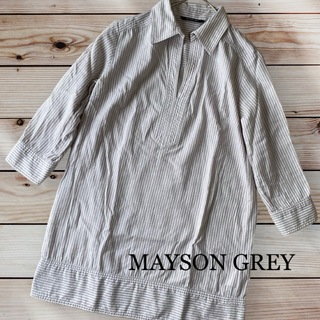 メイソングレイ(MAYSON GREY)のMAYSON GREY ストライプ 7部袖 スキッパー シアーシャツブラウス M(シャツ/ブラウス(長袖/七分))