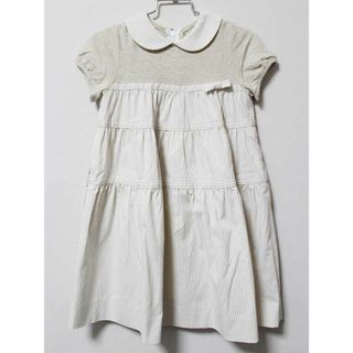 《ミルフィーユ/millefeuille》110cm 半袖ワンピース ベージュ×白【中古】子供服 キッズ kids 女の子 夏 606032 onepi(ワンピース)