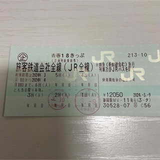 青春18きっぷ 3回分 24時間以内発送(鉄道乗車券)