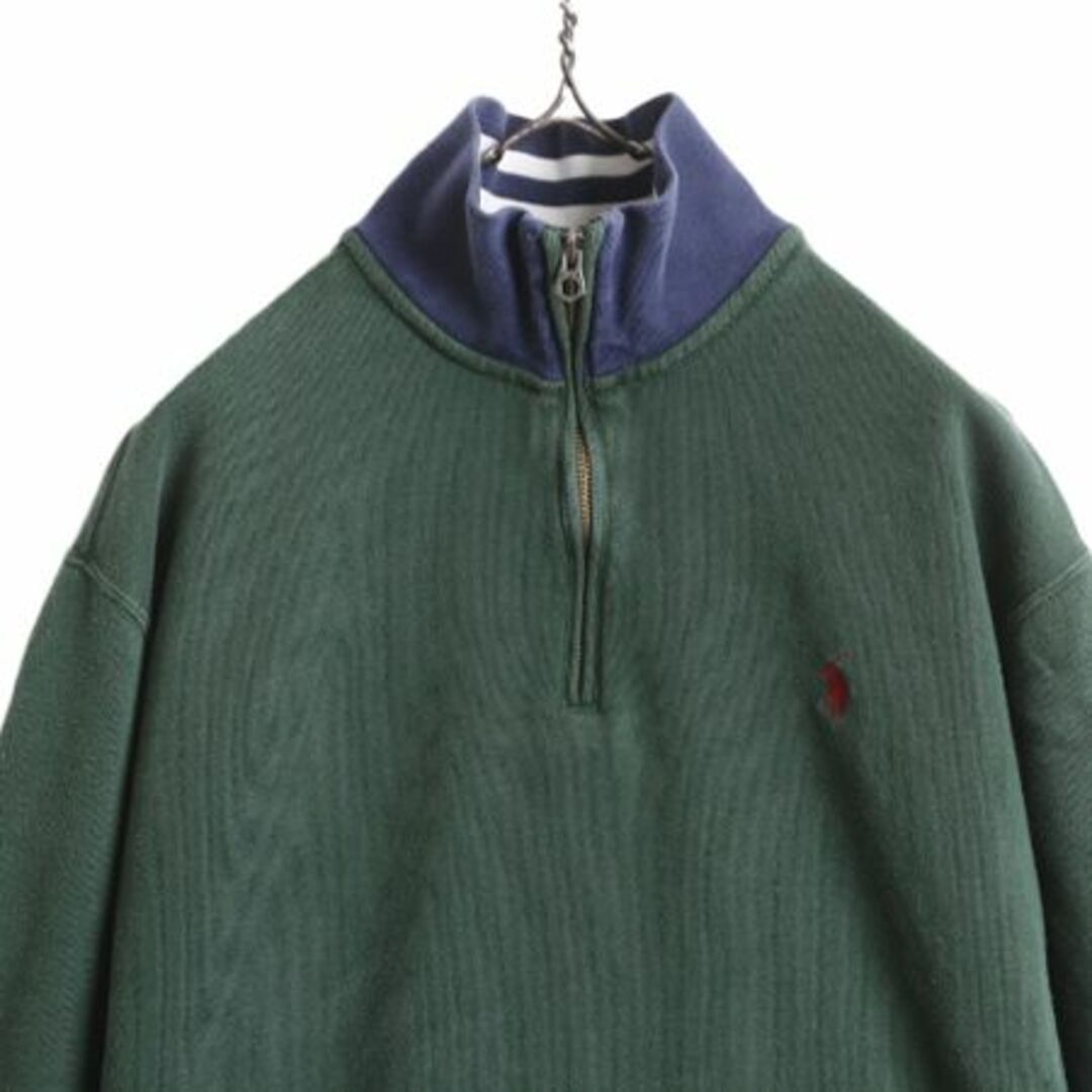 Ralph Lauren(ラルフローレン)の90s ポロ ラルフローレン ハーフジップ スウェット メンズ L / 古着 90年代 オールド ポロ ワンポイント ハイネック 裏起毛 ヘビーウェイト メンズのトップス(スウェット)の商品写真