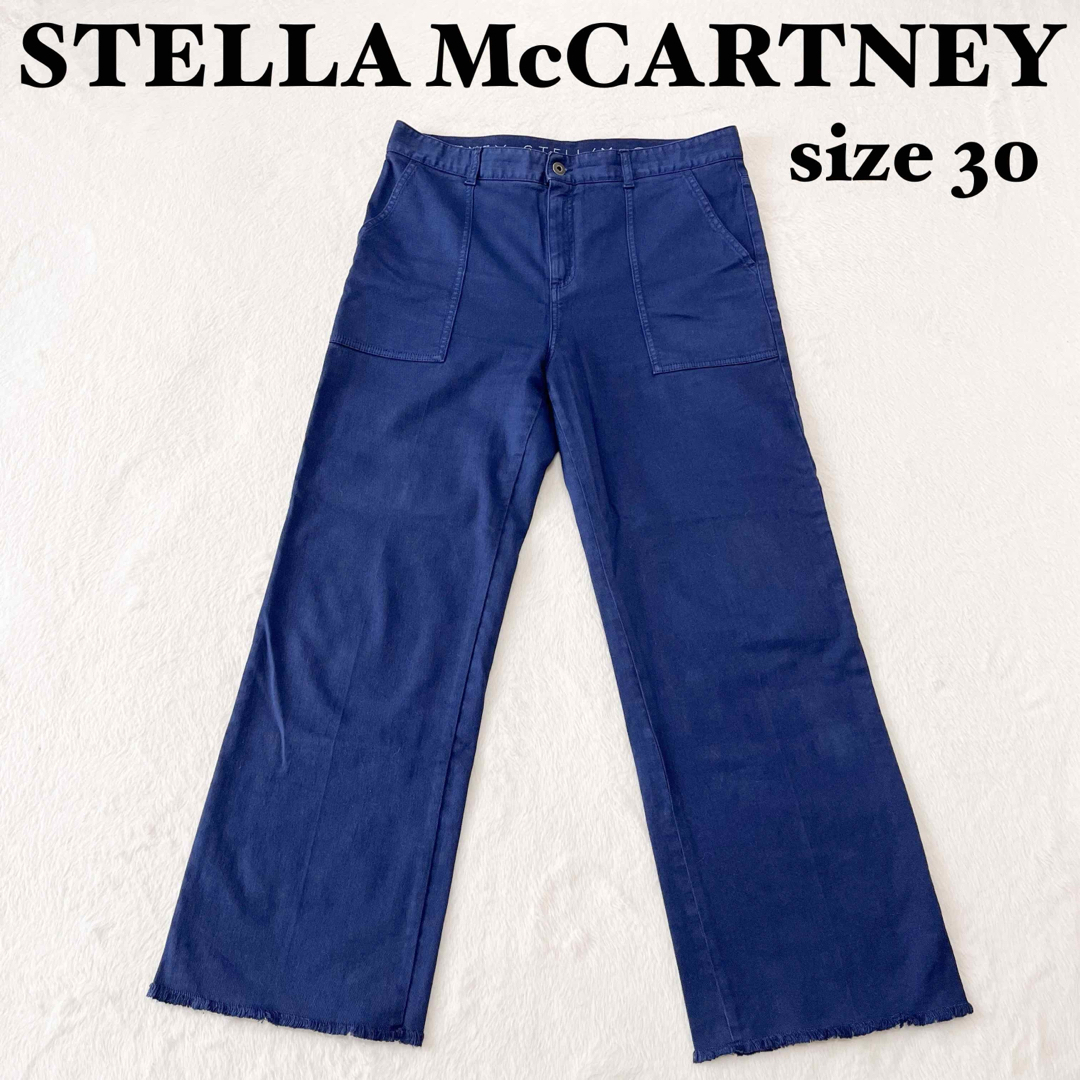 Stella McCartney(ステラマッカートニー)の【美品】ステラマッカートニー　　ストレートデニム　裾フリンジ　ストレッチ　XL レディースのパンツ(デニム/ジーンズ)の商品写真