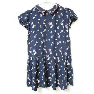 アニエスベー(agnes b.)の《ボンポワン/BONPOINT》128cm 半袖ワンピース 紺系【中古】子供服 キッズ kids 女の子 夏 205032 onepi(ワンピース)