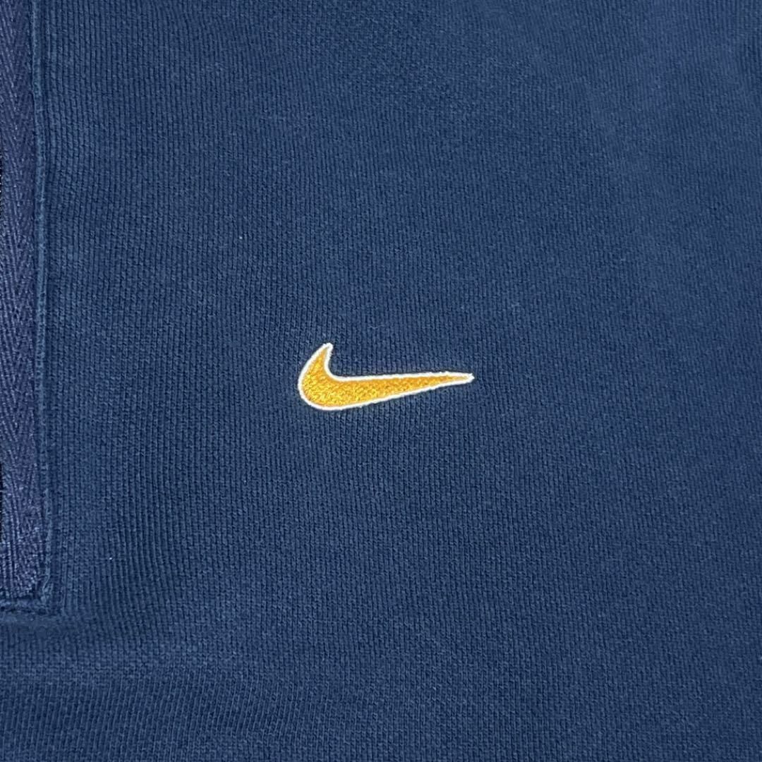 NIKE(ナイキ)の90s NIKE ナイキ ハーフジップスウェット トレーナー 刺繍ロゴ ネイビー メンズのトップス(スウェット)の商品写真