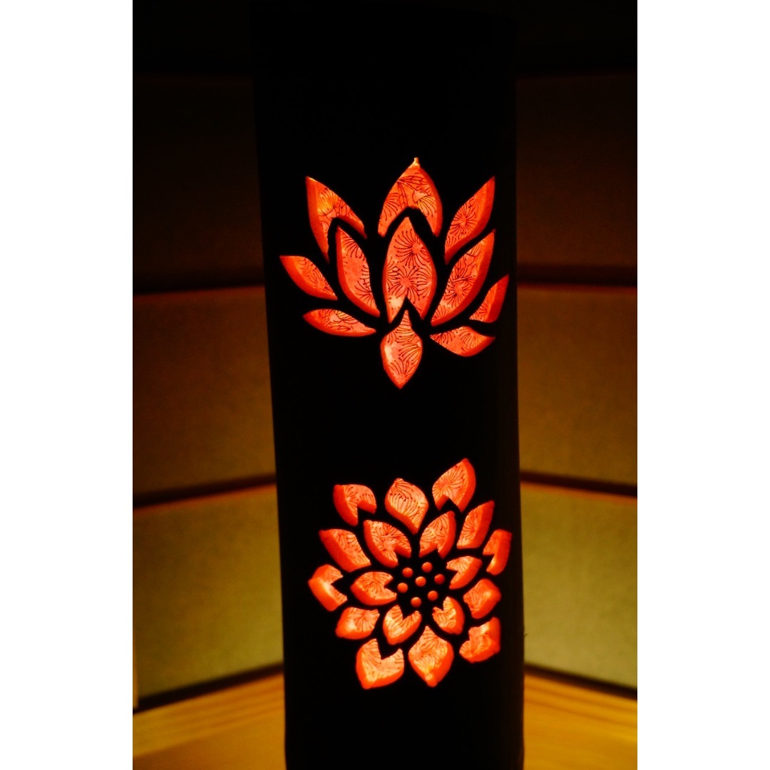 ◇両面彫◇竹灯り・竹あかり・竹灯籠 ~~ 癒しの灯り 華衣 ◇両面彫◇竹灯り・竹あかり・竹灯籠 ~~ 癒しの灯り 華衣