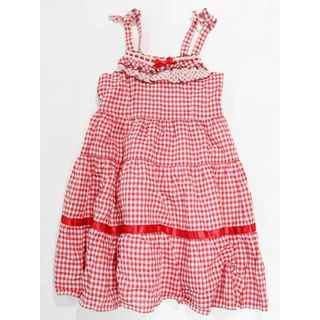 シャーリーテンプル(Shirley Temple)の☆シャーリーテンプル/Shirley Temple☆120cm ジャンパースカート 赤×白 【中古】子供服 キッズ kids 女の子 春夏 915032 onepi(スカート)