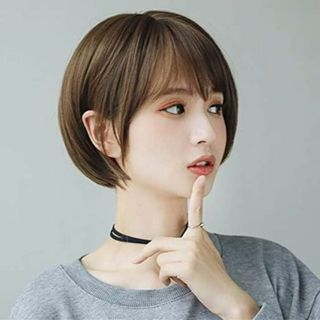 ショート ウィッグ ボブ フルウィッグ かつら 女性用 レディース 通気性 自然(ショートストレート)