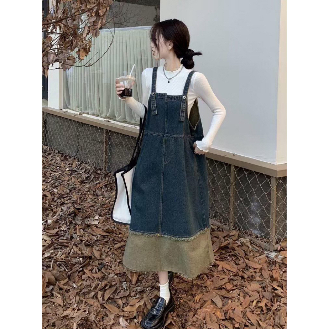 デニム サロペットスカート スカート レディース 韓国 レディースのパンツ(サロペット/オーバーオール)の商品写真