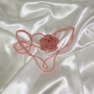 かぎ針編み ハンドメイド バラモチーフ チョーカー(ネックレス)