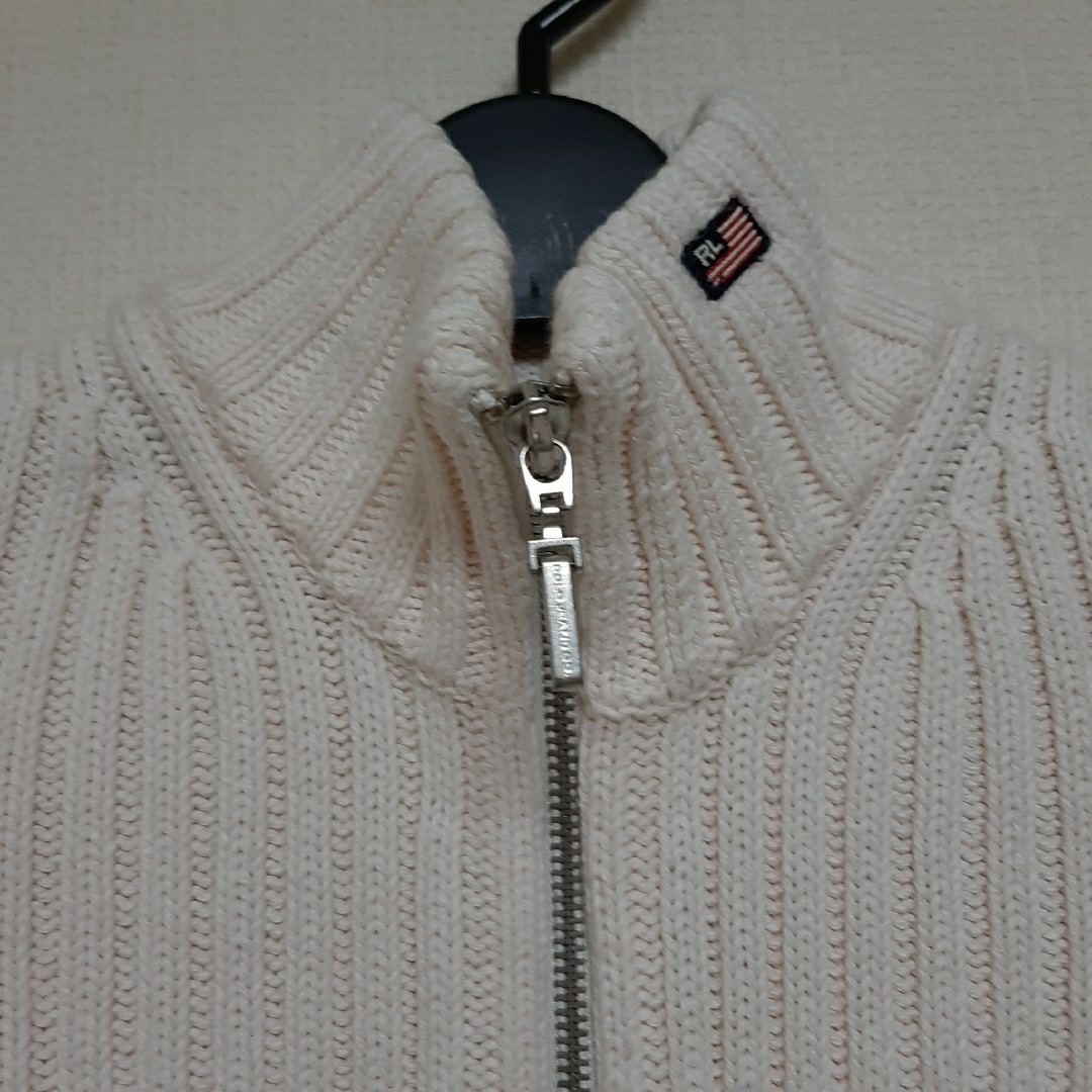 Ralph Lauren(ラルフローレン)の#RALPH LAUREN／コットン100%厚手ニット／生成色／サイズM／美品 レディースのジャケット/アウター(ニットコート)の商品写真