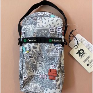 レスポートサック(LeSportsac)の[新品]レスポートサック　スヌーピースマホショルダーバッグペイズリー柄グレー(ショルダーバッグ)