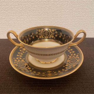 ウェッジウッド(WEDGWOOD)のウェッジウッド　アストバリー　ブラック　スープ　カップ&ソーサー(グラス/カップ)