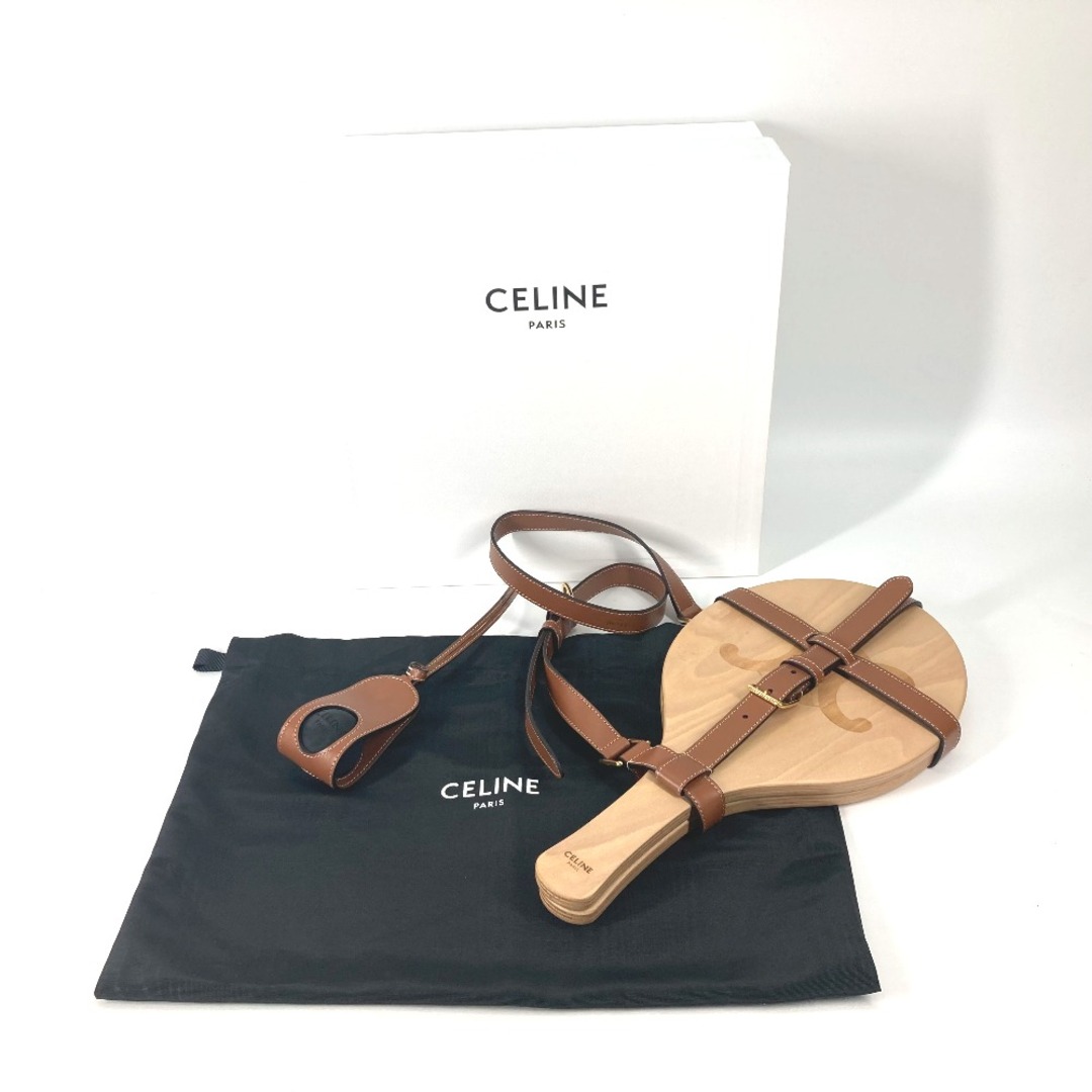 セリーヌ CELINE ビーチラケット セット トリオンフ ラケット×2 ボール スポーツ インテリア 雑貨 ウッド ベージュ 未使用