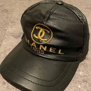 CHANEL vintage leather cap 80's