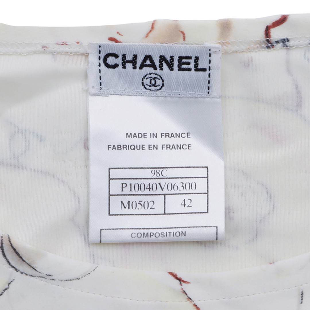 CHANEL(シャネル)のシャネル CHANEL プリント 総柄 ナイロン 丸首 チビT 1998年製 Size42 半袖Ｔシャツ レディースのトップス(Tシャツ(半袖/袖なし))の商品写真