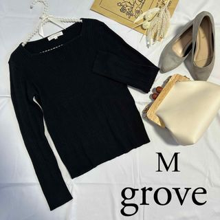 グローブ(grove)のgrove スクエアネック リブ ニット カットソー インナー 324a87(ニット/セーター)