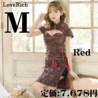 ジュエルズ(JEWELS)の【最終値下げ】LoveRich ミニ チャイナドレス レッド M 赤 レース(ナイトドレス)