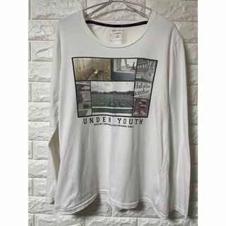 シップスジェットブルー(SHIPS JET BLUE)のSHIPS JET BLUE ロンT カットソー Mサイズ ホワイト プリント(Tシャツ/カットソー(七分/長袖))