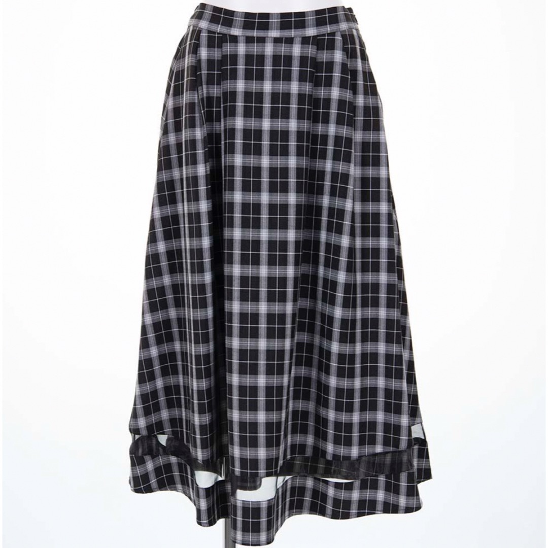 Rewde(ルゥデ)の★Rewde★スカート　チェック　黒　ブラック　オーガンジー レディースのスカート(その他)の商品写真