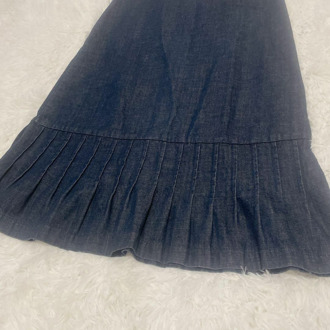 LAURA ASHLEY(ローラアシュレイ)の【美品】ローラアシュレイ 綿100 デニムスカート ロング プリーツ Mサイズ レディースのスカート(ロングスカート)の商品写真