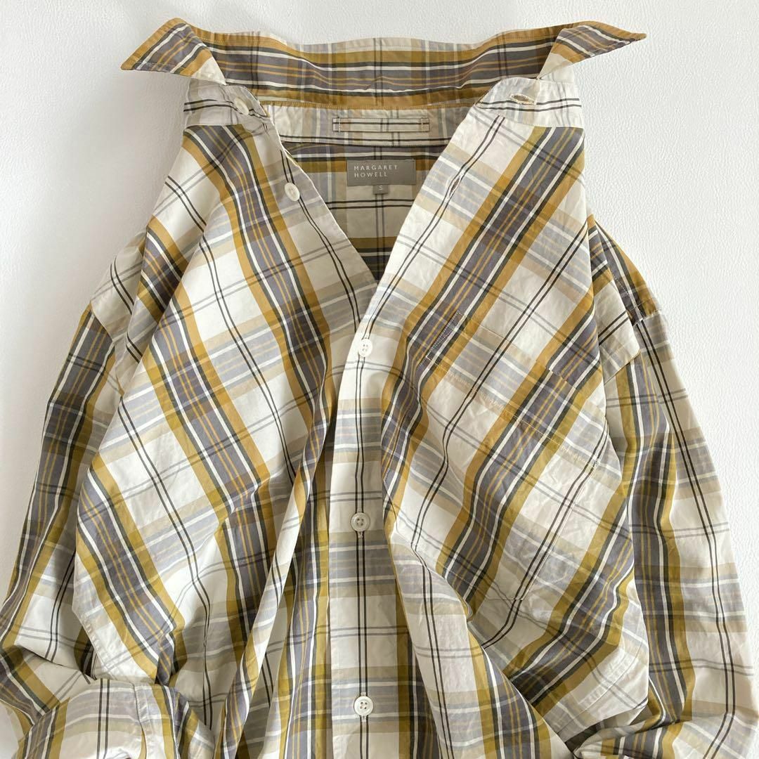 MARGARET HOWELL(マーガレットハウエル)のマーガレットハウエル　グラフチェック　コットンシャツ　春服　メンズ　Sサイズ メンズのトップス(シャツ)の商品写真
