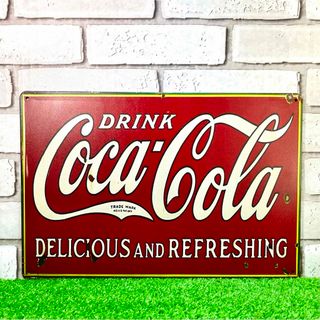 【46番】コカ・コーラ（Coca-Cola ）　デリシャス　ドリンク　ブリキ看板(その他)