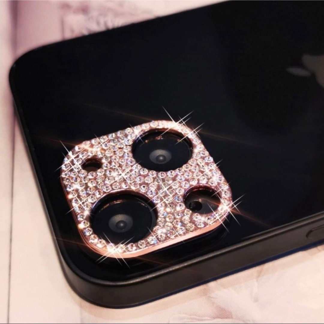 iPhoneピンクゴールド　カメラ レンズ 保護 カバー  キラキラ　ラメ スマホ/家電/カメラのスマホアクセサリー(その他)の商品写真