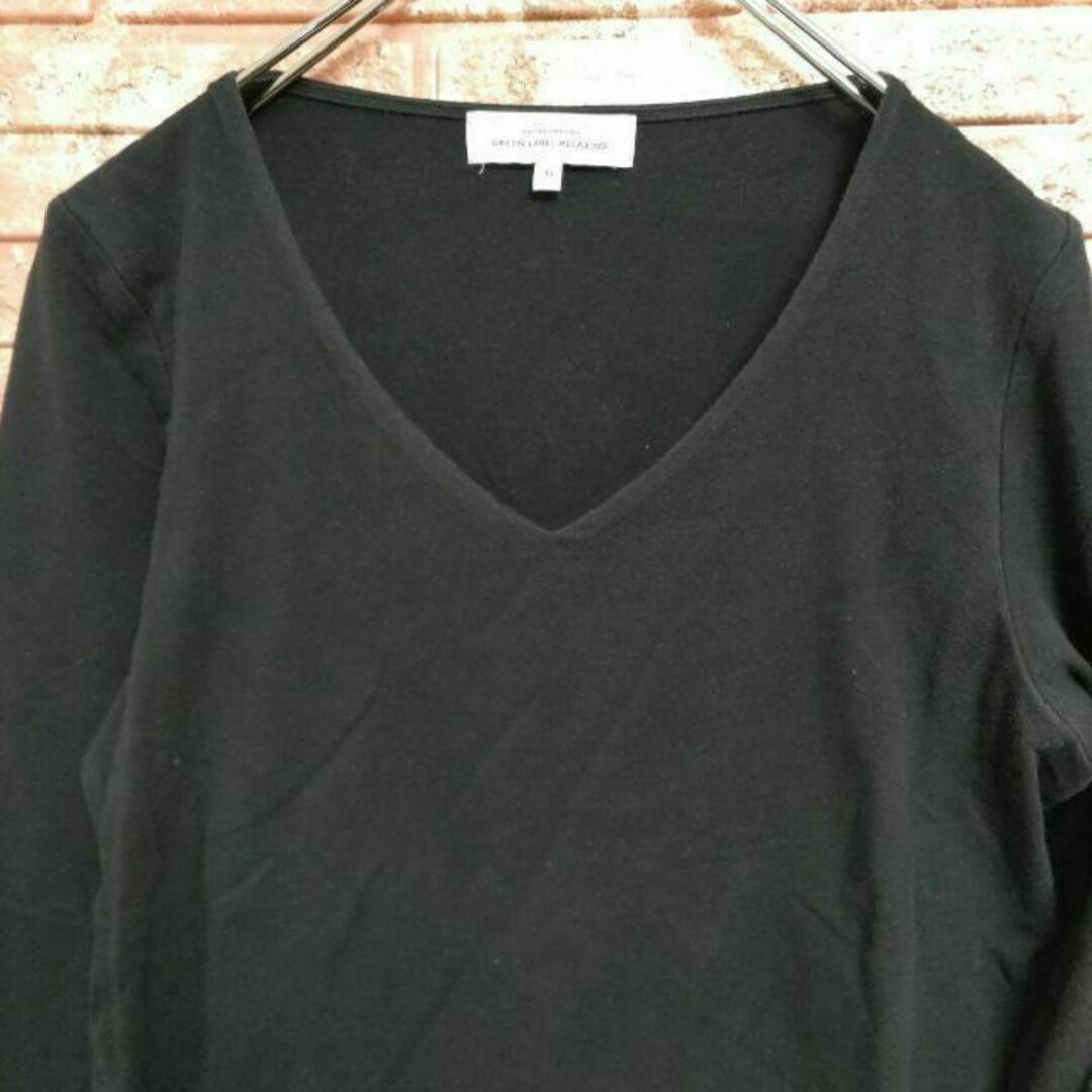 UNITED ARROWS green label relaxing(ユナイテッドアローズグリーンレーベルリラクシング)のグリーンレーベルリラクシング Vネック 7分袖 Tシャツ 黒 40 2枚セット レディースのトップス(Tシャツ(長袖/七分))の商品写真