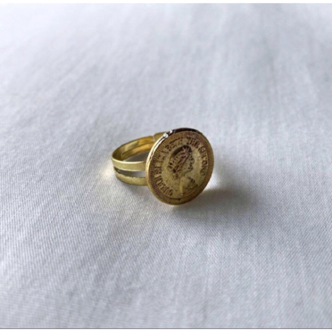 Lochie(ロキエ)の【訳アリ特価】୨୧ Vintage rétro gold coin ring ハンドメイドのアクセサリー(リング)の商品写真