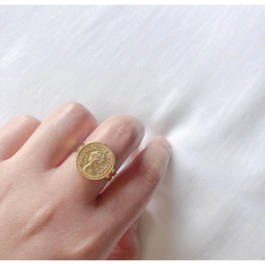 Lochie(ロキエ)の【訳アリ特価】୨୧ Vintage rétro gold coin ring ハンドメイドのアクセサリー(リング)の商品写真