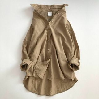 スピックアンドスパン(Spick & Span)のスピックアンドスパン　リネンコットン　オーバーシャツ　麻　ゆったり　ベージュ　春(シャツ/ブラウス(長袖/七分))