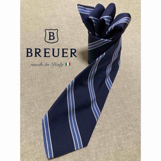 BREUER - 【美品】BREUER／ブリューワー／ダブルストライプ／ネイビー×スカイブルー