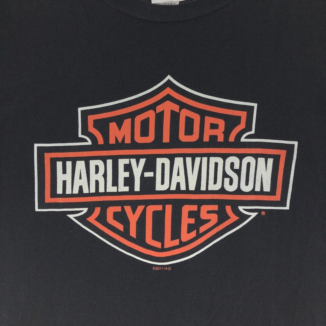 Harley Davidson(ハーレーダビッドソン)の古着 ハーレーダビッドソン Harley-Davidson 両面プリント モーターサイクル バイクTシャツ レディースXL /eaa381779 レディースのトップス(Tシャツ(半袖/袖なし))の商品写真