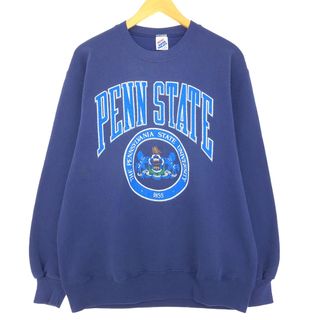 ジャージーズ(JERZEES)の古着 80~90年代 ジャージーズ Jerzees PENNSYLVANIA STATE ペンシルべニア州立大学 両面プリント カレッジスウェットシャツ トレーナー USA製 メンズXL ヴィンテージ /eaa411105(スウェット)