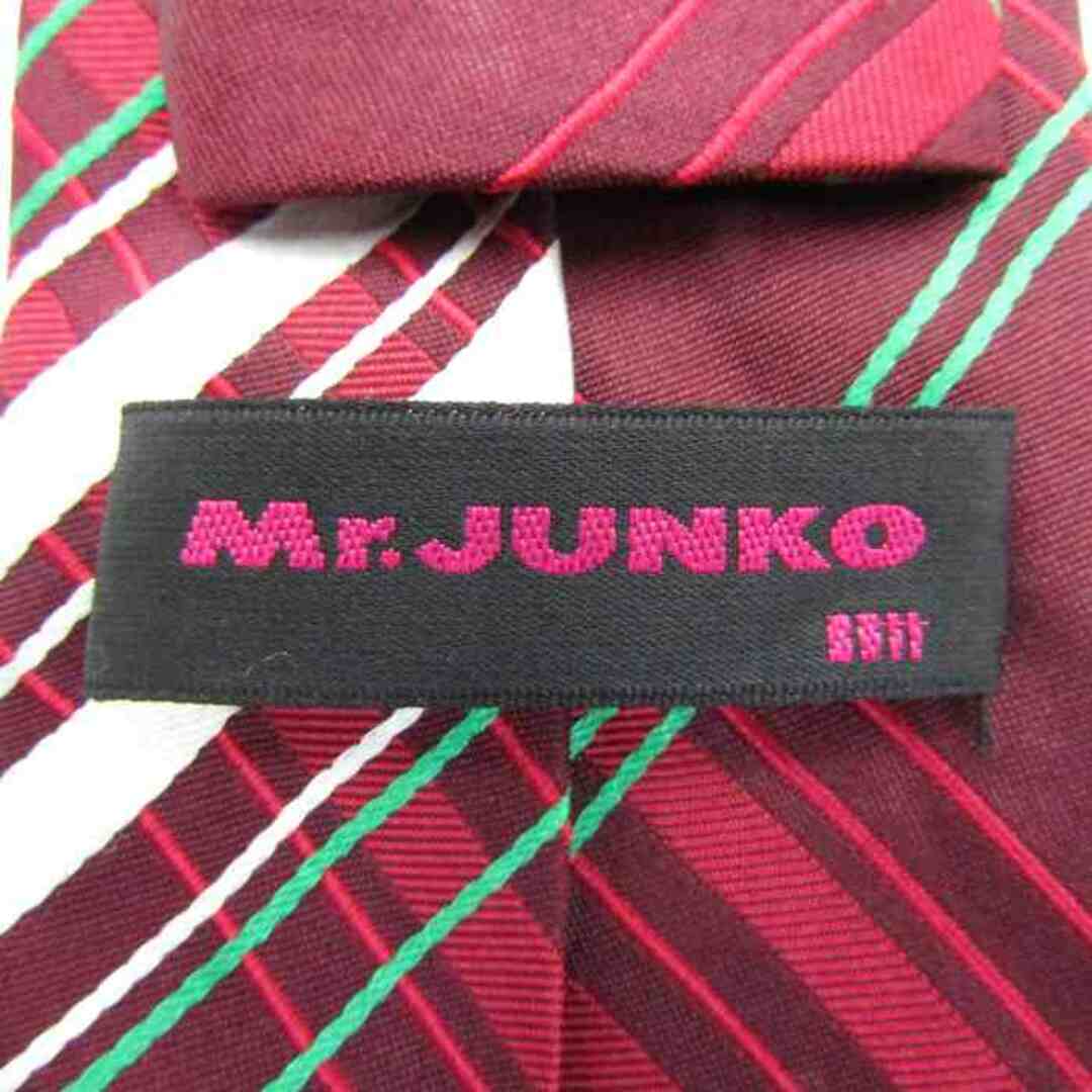 ミスタージュンコ ブランドネクタイ チェック柄 シルク メンズ ワインレッド Mr.JUNKO メンズのファッション小物(ネクタイ)の商品写真