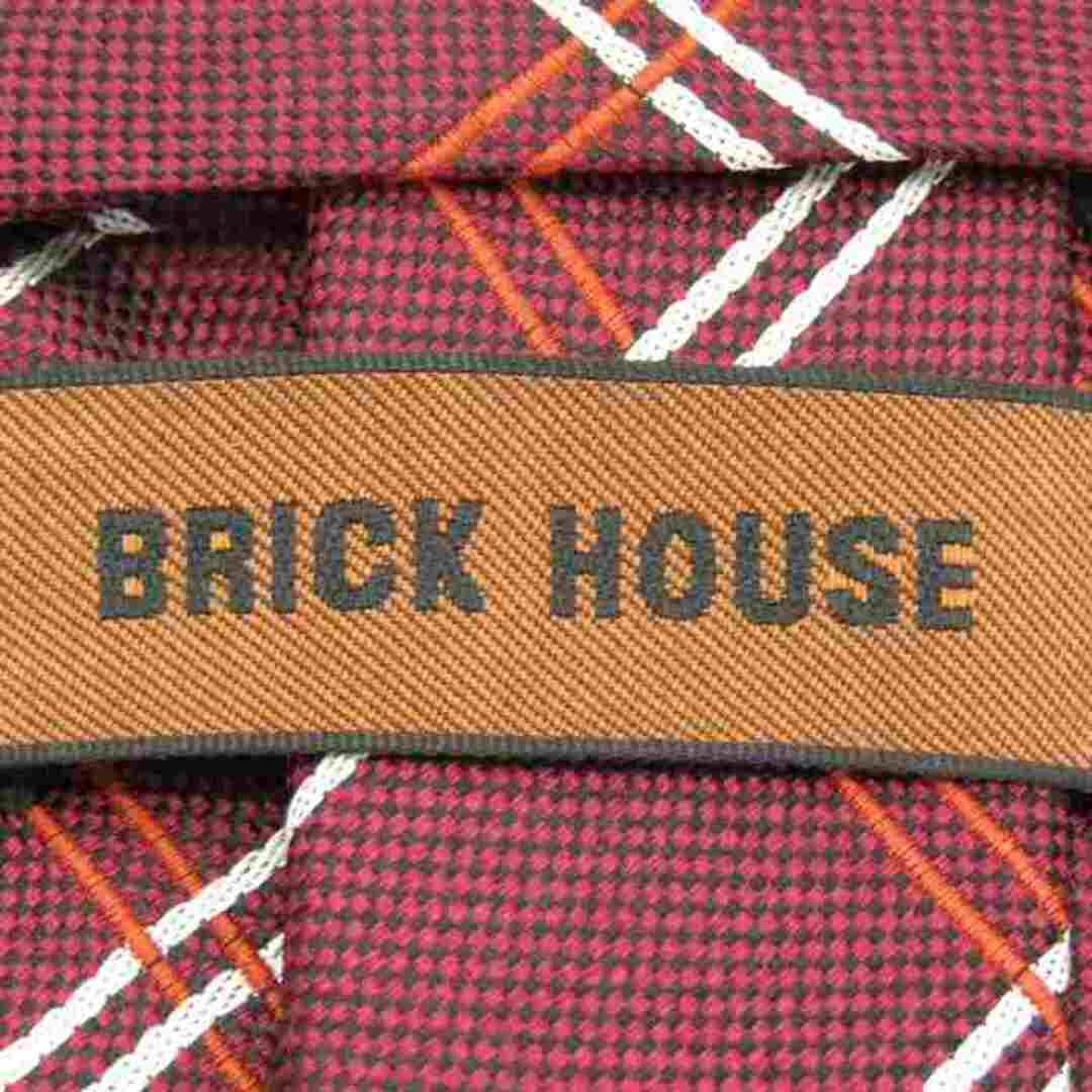 ブリックハウス ブランドネクタイ チェック柄 シルク メンズ ワインレッド BRICK HOUSE メンズのファッション小物(ネクタイ)の商品写真