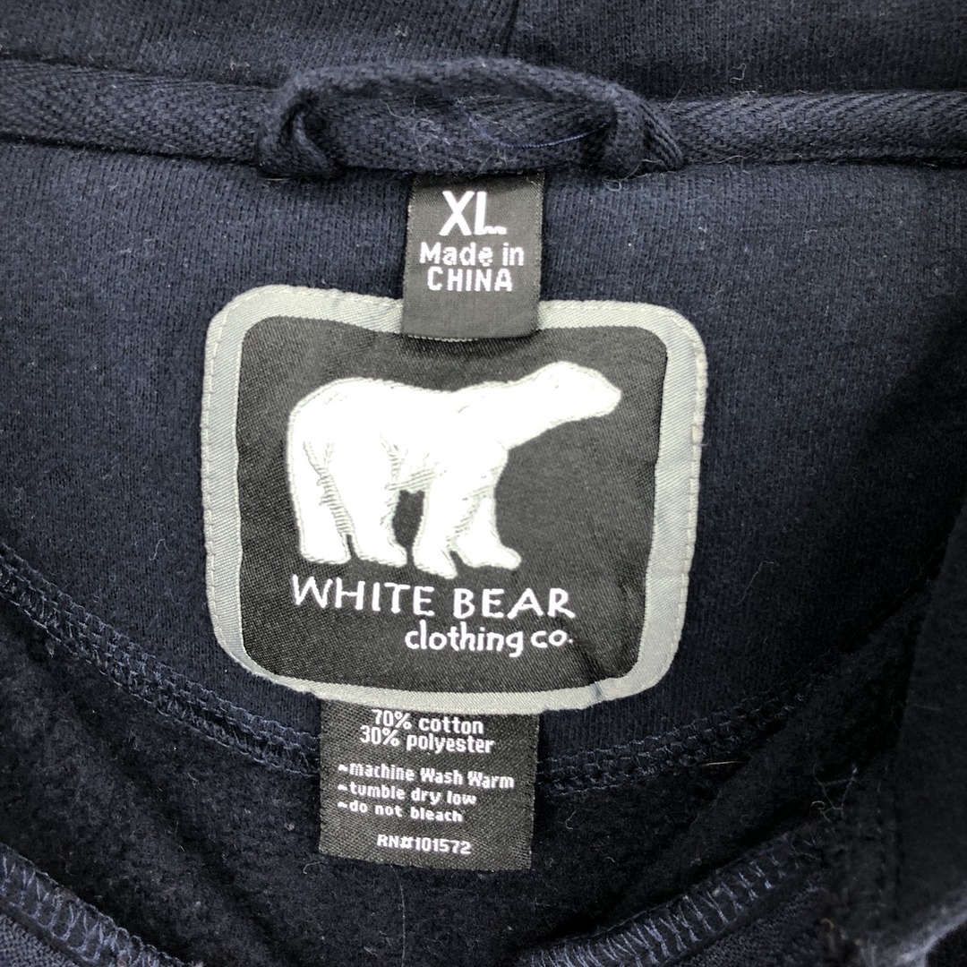 古着 WHITE BEAR 袖刺繍 袖ワッペン スウェットハーフジップパーカー メンズXL /eaa411695 メンズのトップス(スウェット)の商品写真