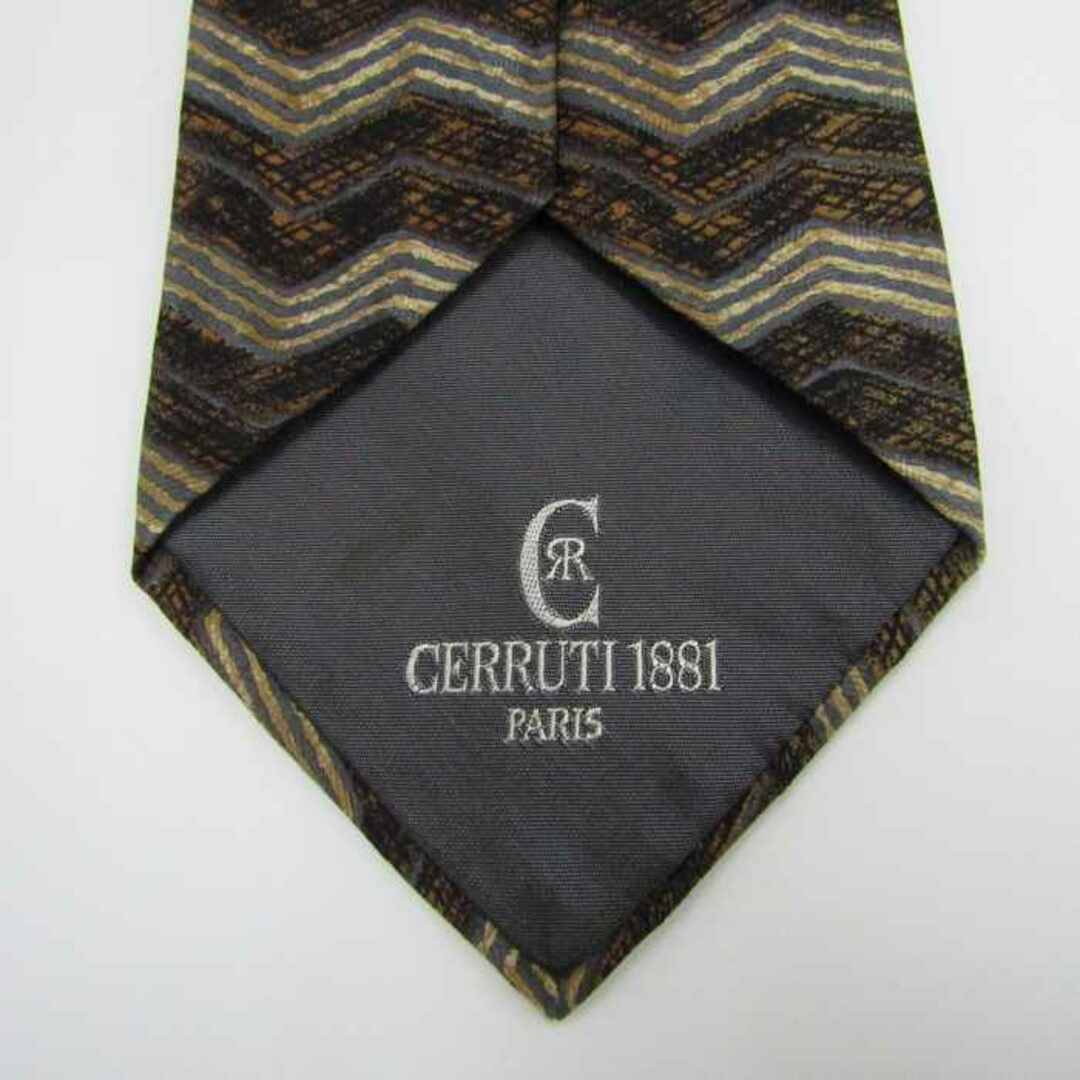 セルッティ ブランドネクタイ ワイドタイ ボーダー シルク フランス製 メンズ ブラウン CERRUTI 1881 メンズのファッション小物(ネクタイ)の商品写真