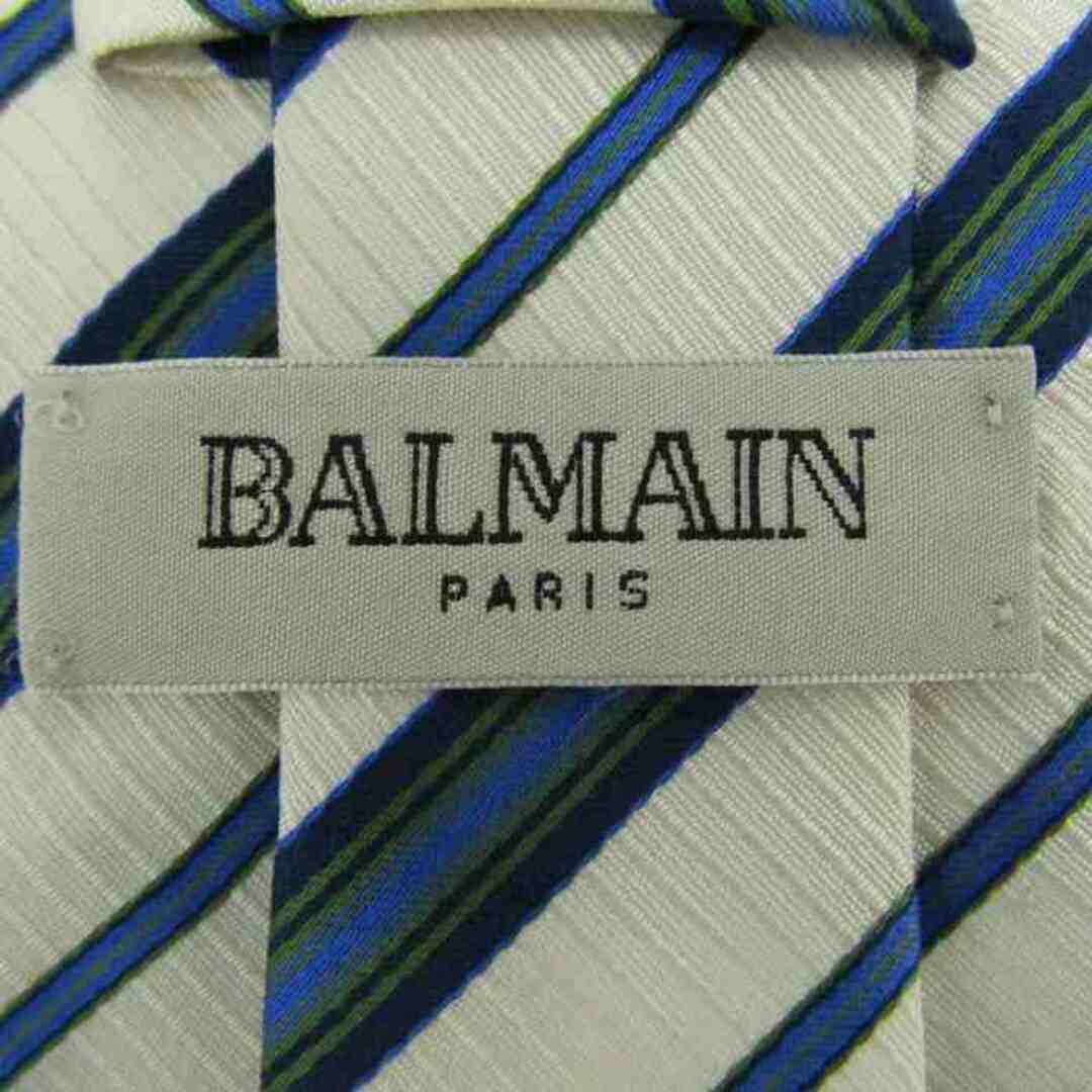 BALMAIN(バルマン)のバルマン ブランドネクタイ ストライプ柄 シルク メンズ ホワイト BALMAIN メンズのファッション小物(ネクタイ)の商品写真