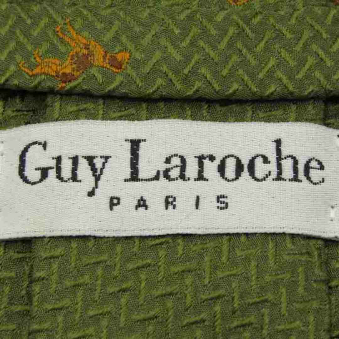 Guy Laroche(ギラロッシュ)のギ・ラロッシュ ブランドネクタイ 動物柄 犬柄 シルク メンズ グリーン Guy Laroche メンズのファッション小物(ネクタイ)の商品写真
