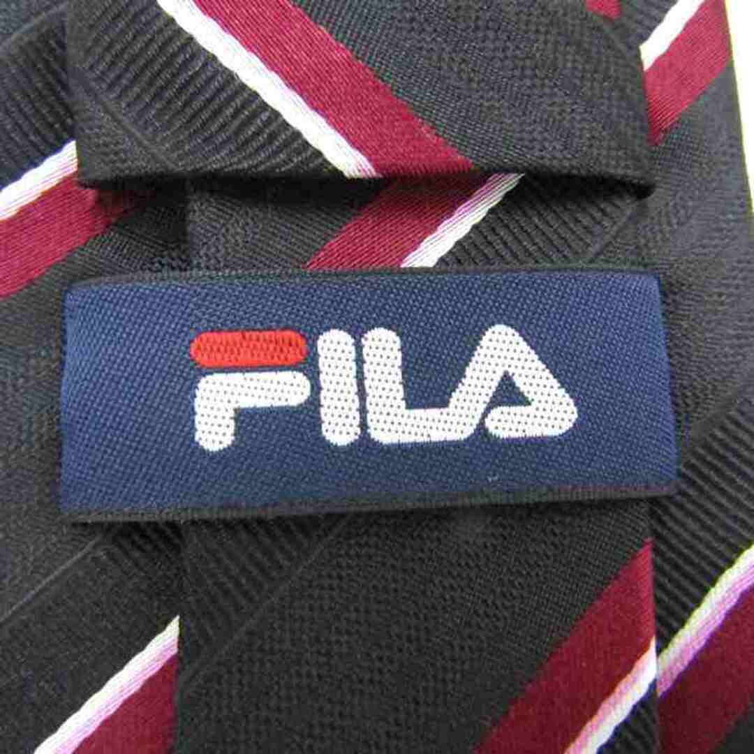 FILA(フィラ)のフィラ ブランドネクタイ ストライプ柄 メンズ ブラック FILA メンズのファッション小物(ネクタイ)の商品写真