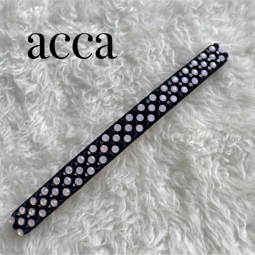 acca(アッカ)の希少★ ACCA ダミエ バレッタ スワロフスキー ブラック ピンク レディースのヘアアクセサリー(バレッタ/ヘアクリップ)の商品写真