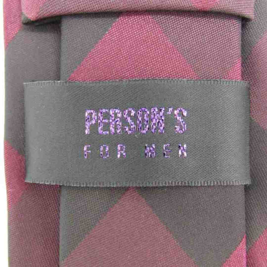 PERSON'S(パーソンズ)のパーソンズ ブランドネクタイ ナロータイ チェック柄 シルク混 メンズ ワインレッド PERSONS メンズのファッション小物(ネクタイ)の商品写真