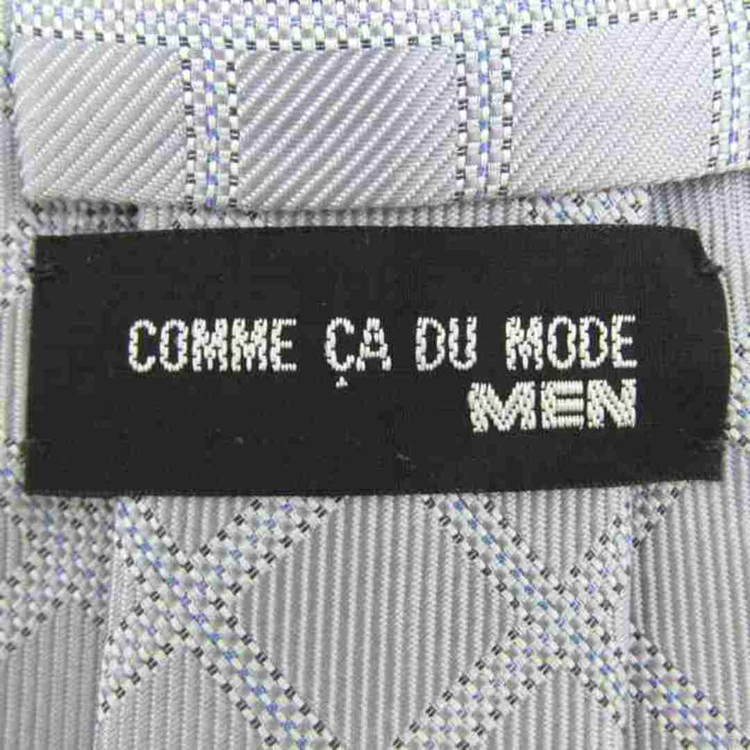 COMME CA DU MODE(コムサデモード)のコムサ・デ・モード ブランドネクタイ チェック柄 シルク 日本製 メンズ シルバー COMME CA DU MODE メンズのファッション小物(ネクタイ)の商品写真