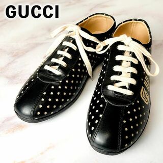 Gucci - 【美品】グッチ　GUCCYロゴ スター　Bee　スニーカー　ブラック　43サイズ