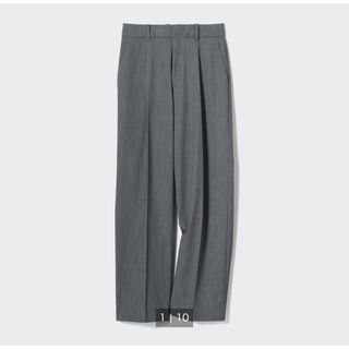 ユニクロ(UNIQLO)のUNIQLO タックワイドパンツ（丈標準68～70cm）グレー　L(カジュアルパンツ)