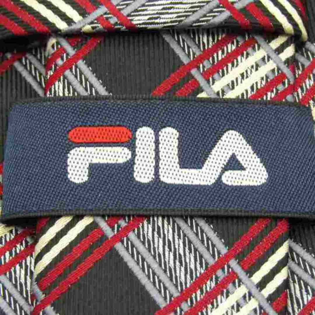 FILA(フィラ)のフィラ ブランドネクタイ チェック柄 メンズ ブラック系 FILA メンズのファッション小物(ネクタイ)の商品写真