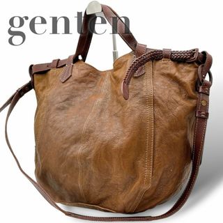 ゲンテン(genten)のO105 【美品】ゲンテン 2way 大容量 A4 トートバッグ ブラウン(トートバッグ)